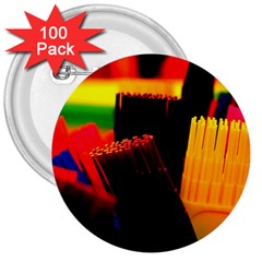 Plastic Brush Color Yellow Red 3  Buttons (100 Pack)  by Amaryn4rt