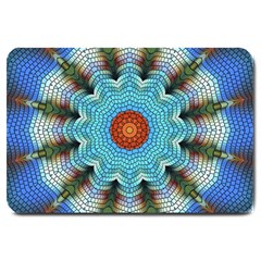 Pattern Blue Brown Background Large Doormat  by Amaryn4rt