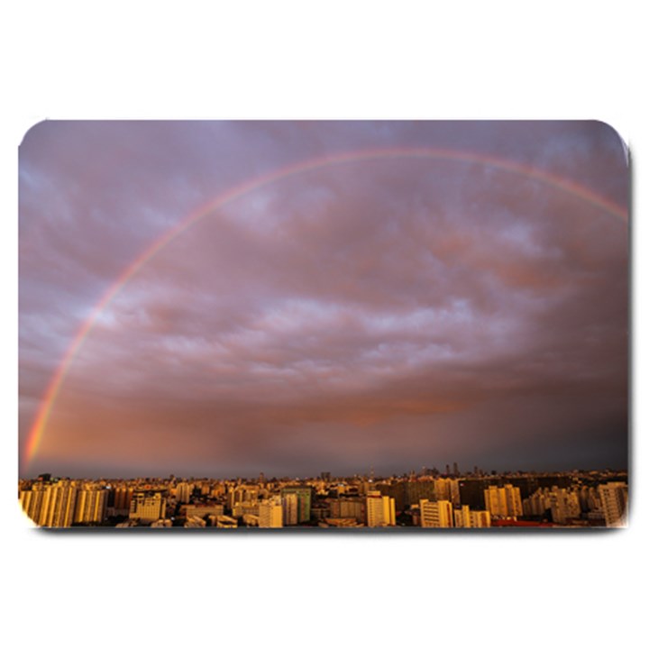 Rain Rainbow Pink Clouds Large Doormat 