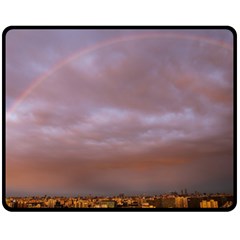 Rain Rainbow Pink Clouds Fleece Blanket (medium)  by Amaryn4rt