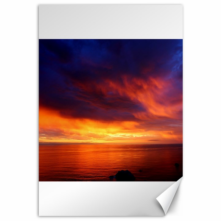Sunset The Pacific Ocean Evening Canvas 12  x 18  