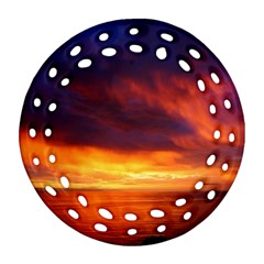 Sunset The Pacific Ocean Evening Ornament (round Filigree)  by Amaryn4rt