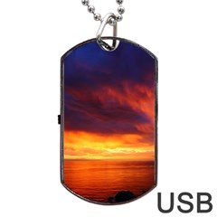 Sunset The Pacific Ocean Evening Dog Tag Usb Flash (one Side)