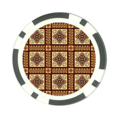 Batik Flower Brown Poker Chip Card Guards