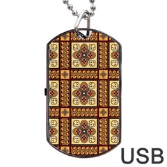 Batik Flower Brown Dog Tag USB Flash (Two Sides) 