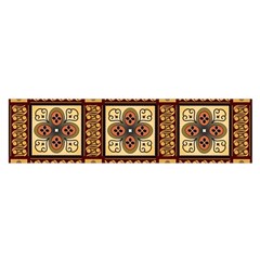 Batik Flower Brown Satin Scarf (Oblong)