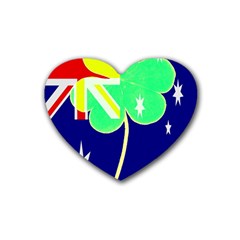 St  Patrick Australia And Ireland Irish Shamrock Australian Country Flag  Rubber Coaster (heart)  by yoursparklingshop