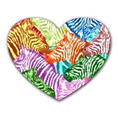 Zebra Colorful Abstract Collage Heart Mousepads