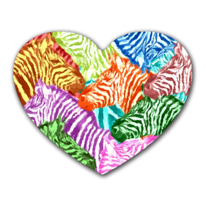 Zebra Colorful Abstract Collage Heart Mousepads