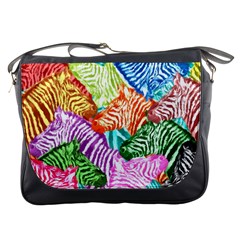 Zebra Colorful Abstract Collage Messenger Bags by Amaryn4rt