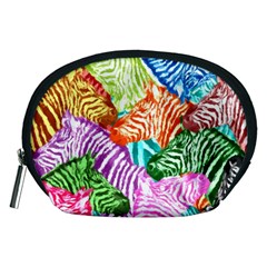 Zebra Colorful Abstract Collage Accessory Pouches (medium)  by Amaryn4rt