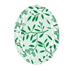 Leaves Foliage Green Wallpaper Oval Filigree Ornament (2-side)  by Amaryn4rt