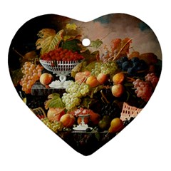 Abundance Of Fruit Severin Roesen Ornament (heart)  by Amaryn4rt