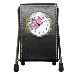 Background Grunge Rustic Green Pen Holder Desk Clocks by Amaryn4rt