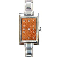 Burnt Amber Orange Brown Abstract Rectangle Italian Charm Watch