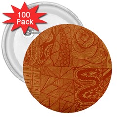Burnt Amber Orange Brown Abstract 3  Buttons (100 Pack) 