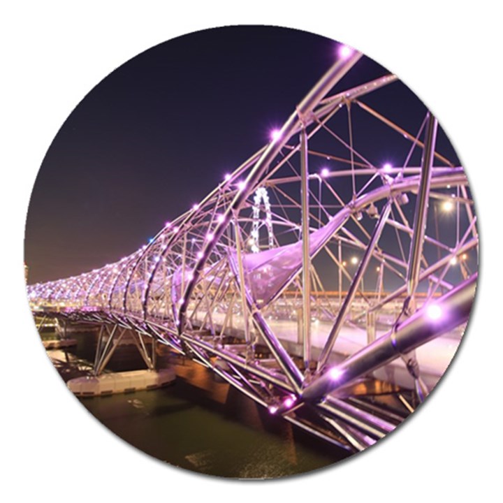 Helixbridge Bridge Lights Night Magnet 5  (Round)