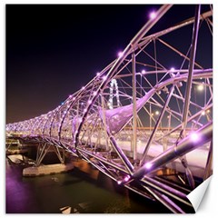 Helixbridge Bridge Lights Night Canvas 12  X 12   by Amaryn4rt