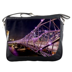 Helixbridge Bridge Lights Night Messenger Bags by Amaryn4rt