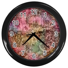 Texture Background Spring Colorful Wall Clocks (black)