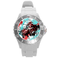 Wallpaper Background Watercolors Round Plastic Sport Watch (l) by Amaryn4rt