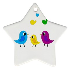 Bird Family Ornament (star)  by Valentinaart