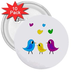 Bird Family 3  Buttons (10 Pack)  by Valentinaart