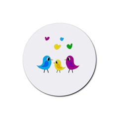 Bird Family Rubber Round Coaster (4 Pack)  by Valentinaart