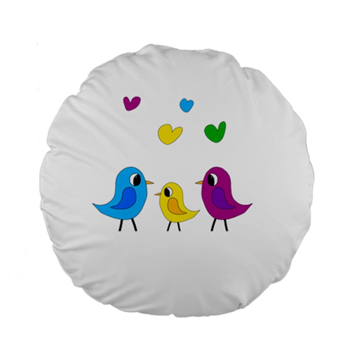 Bird family Standard 15  Premium Flano Round Cushions