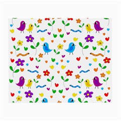 Cute Birds And Flowers Pattern Small Glasses Cloth (2-side) by Valentinaart