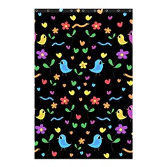 Cute Birds And Flowers Pattern - Black Shower Curtain 48  X 72  (small)  by Valentinaart