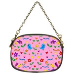 Pink cute birds and flowers pattern Chain Purses (One Side)  Front