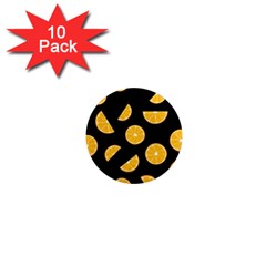 Oranges Pattern - Black 1  Mini Magnet (10 Pack)  by Valentinaart