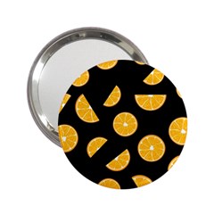 Oranges Pattern - Black 2 25  Handbag Mirrors by Valentinaart