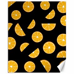 Oranges Pattern - Black Canvas 11  X 14   by Valentinaart