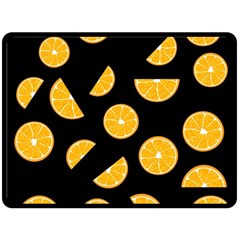 Oranges Pattern - Black Fleece Blanket (large)  by Valentinaart