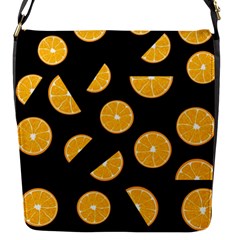 Oranges Pattern - Black Flap Messenger Bag (s) by Valentinaart