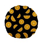 Oranges pattern - black Standard 15  Premium Flano Round Cushions Front