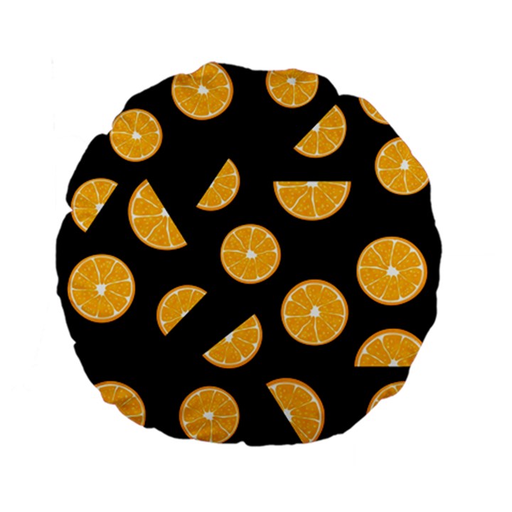 Oranges pattern - black Standard 15  Premium Flano Round Cushions