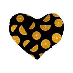 Oranges Pattern - Black Standard 16  Premium Flano Heart Shape Cushions by Valentinaart