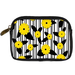 Yellow Floral Pattern Digital Camera Cases by Valentinaart