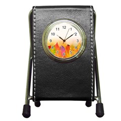 Autumn Leaves Colorful Fall Foliage Pen Holder Desk Clocks