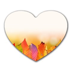 Autumn Leaves Colorful Fall Foliage Heart Mousepads by Amaryn4rt