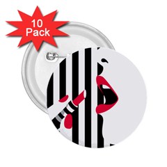 Lipstick Face Girl 2.25  Buttons (10 pack) 