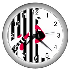 Lipstick Face Girl Wall Clocks (Silver) 