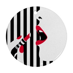 Lipstick Face Girl Round Ornament (Two Sides) 