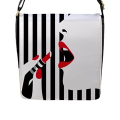 Lipstick Face Girl Flap Messenger Bag (L) 