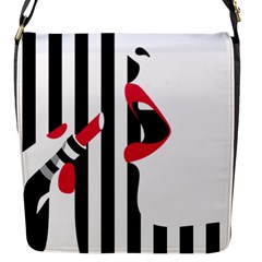 Lipstick Face Girl Flap Messenger Bag (S)