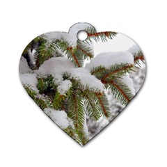 Brad Snow Winter White Green Dog Tag Heart (one Side) by Amaryn4rt