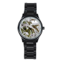 Brad Snow Winter White Green Stainless Steel Round Watch by Amaryn4rt